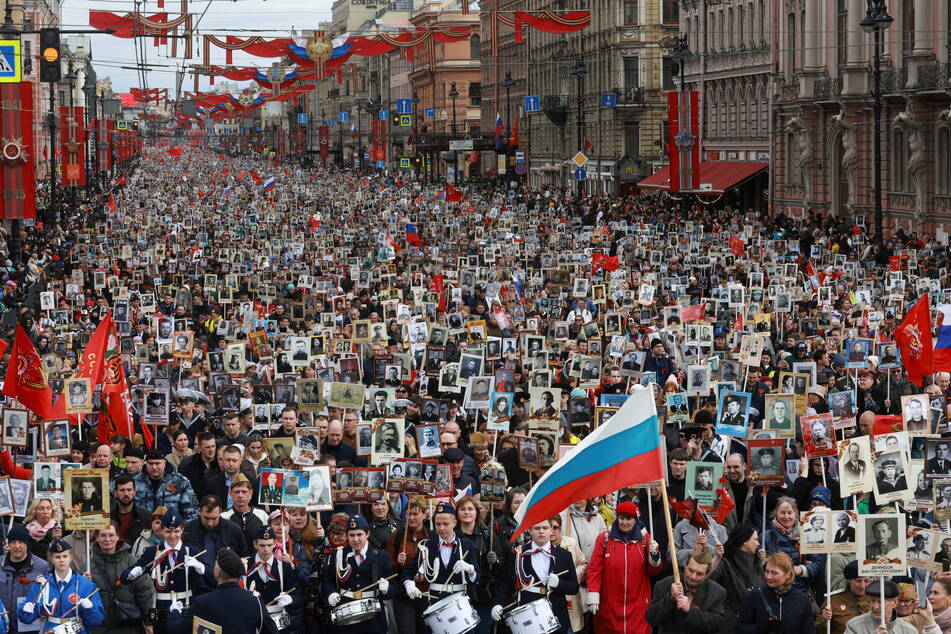 Thousands of people attended the parade to mark the Soviet victory over Nazi Germany.