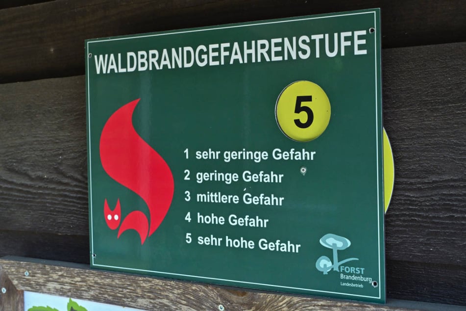 Die aktuelle Waldbrandgefahr wird in fünf Stufen unterteilt, wobei Stufe 5 für die höchste steht.