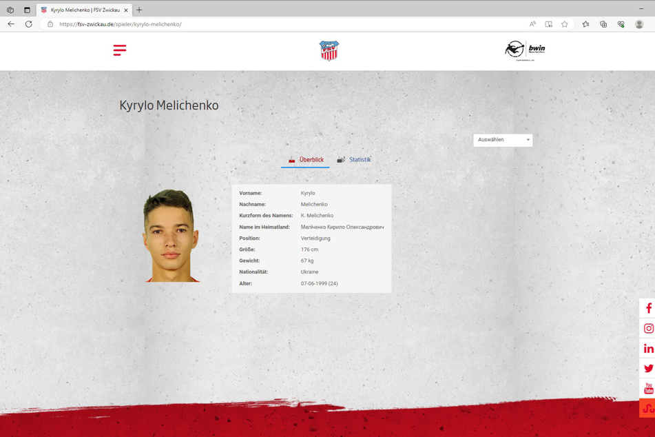 Auf der Webseite vom FSV Zwickau wird Kyrylo Melichenko schon als Spieler gelistet.