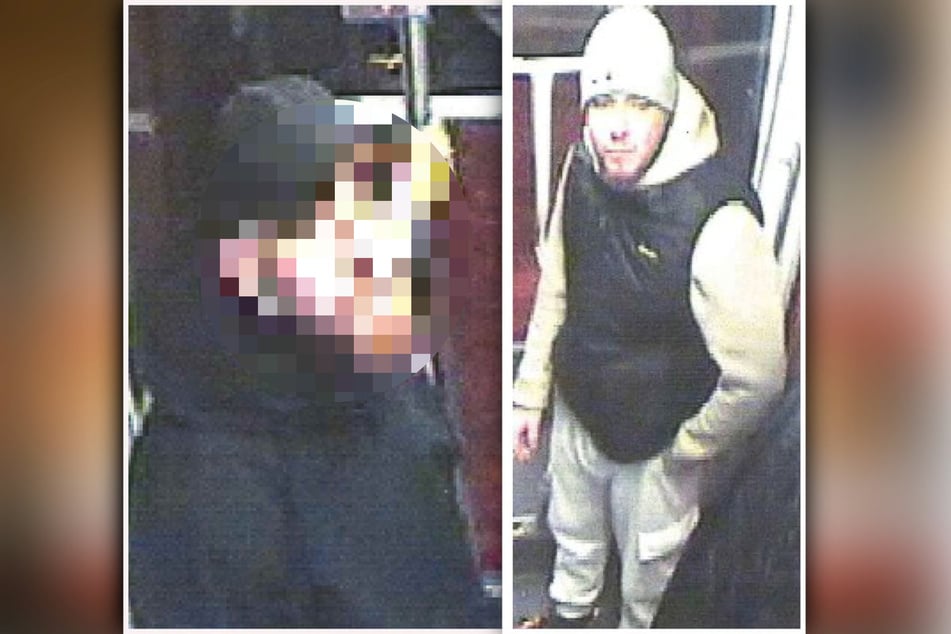 Während der Fahrt prügelten diese Männer auf einen anderen ein. Nach einem der Verdächtigen (r.) wird immer noch gesucht.