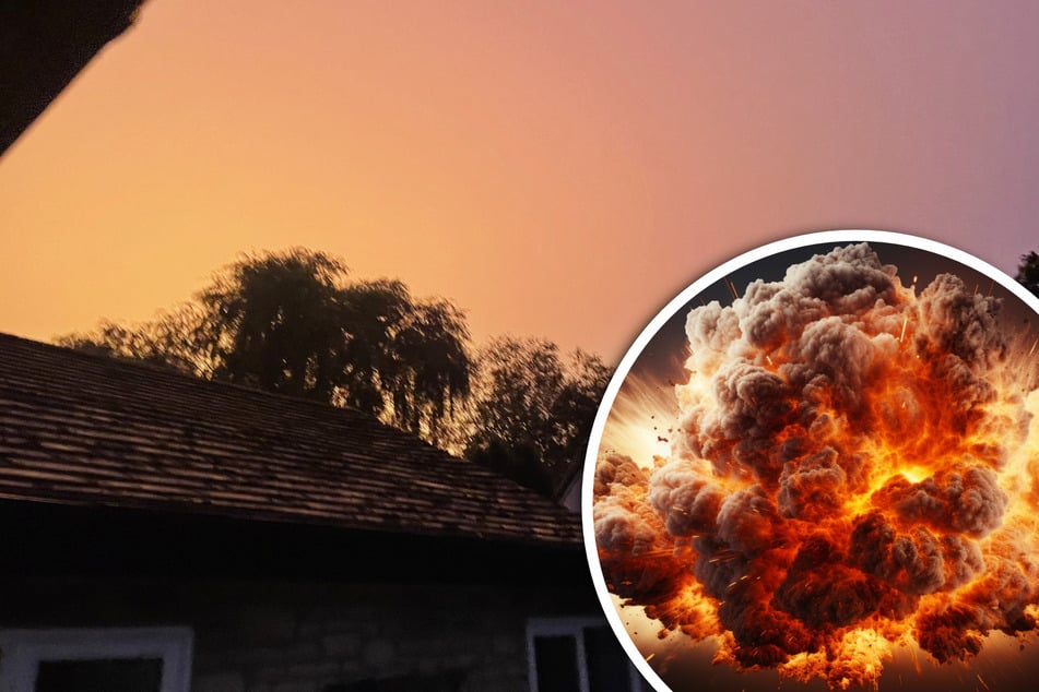 Explosion wegen Blitzschlag: Riesiger Feuerball erleuchtet Nachthimmel