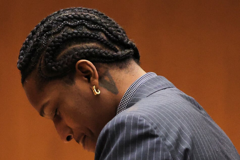 Rakim Mayers, aka A$AP Rocky, reacts as the verdict is handed down in his felony assault trial at the Clara Shortridge Foltz Criminal Justice Center in Los Angeles, California.