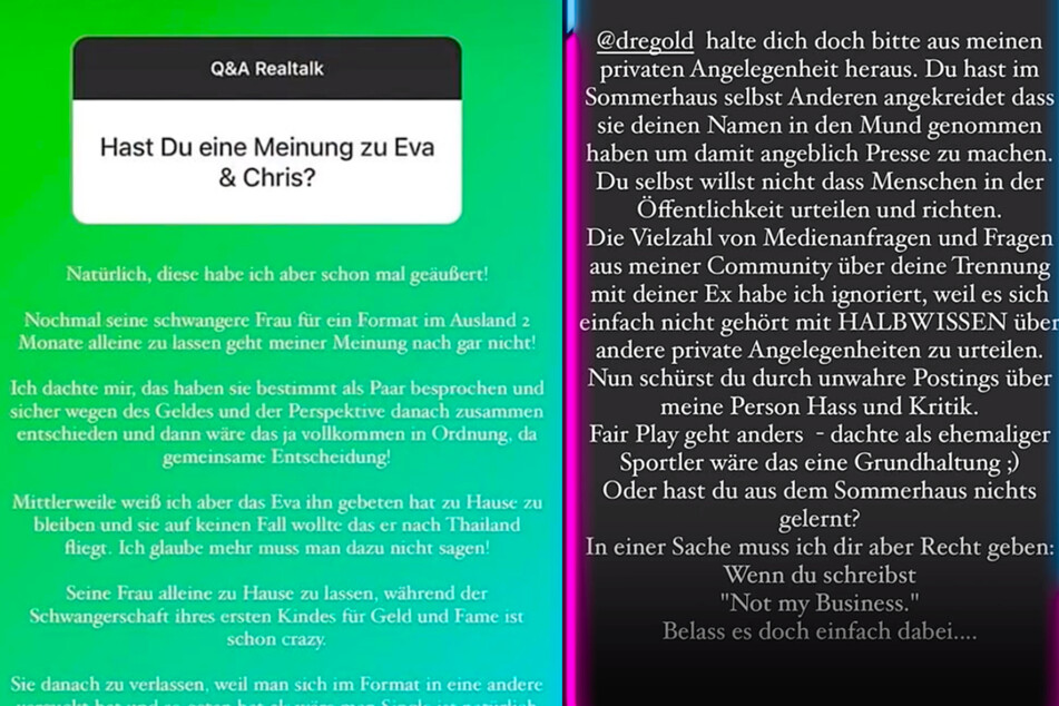 Links Andrej Mangolds (34) Schüsse gegen Chris Broy (32), rechts dessen Antwort.