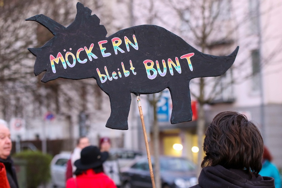 Im Leipziger Stadtteil Möckern wird am heutigen Montag erneut demonstriert. (Archivbild)