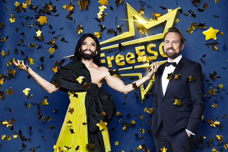 Conchita Wurst (32) und Steven Gätjen (48) moderieren den "Free ESC".