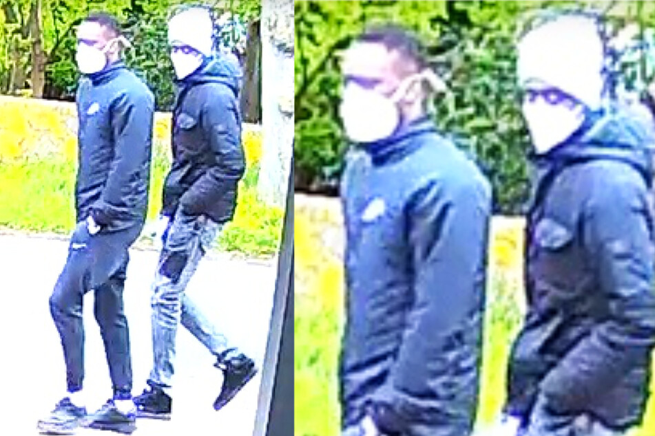 Nach diesen beiden Männern fahndet die Bremer Polizei. Sie sollen eine 88-jährige Frau Anfang Mai in ihrem Haus überfallen haben.