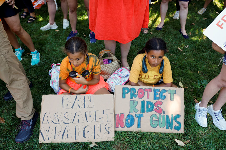 Children join the March Fourth rally against assault weapons, in response to the Highland Park parade shooting and other recent mass shootings, in Washington DC.