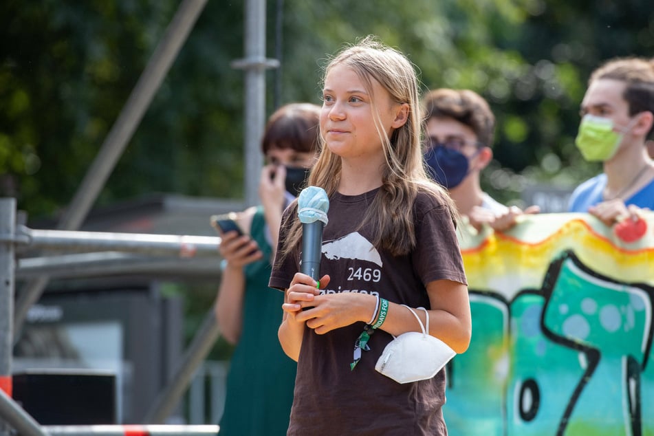 Greta Thunberg during the demonstration for the climate emergency in Milan, Italy, October 2021.
