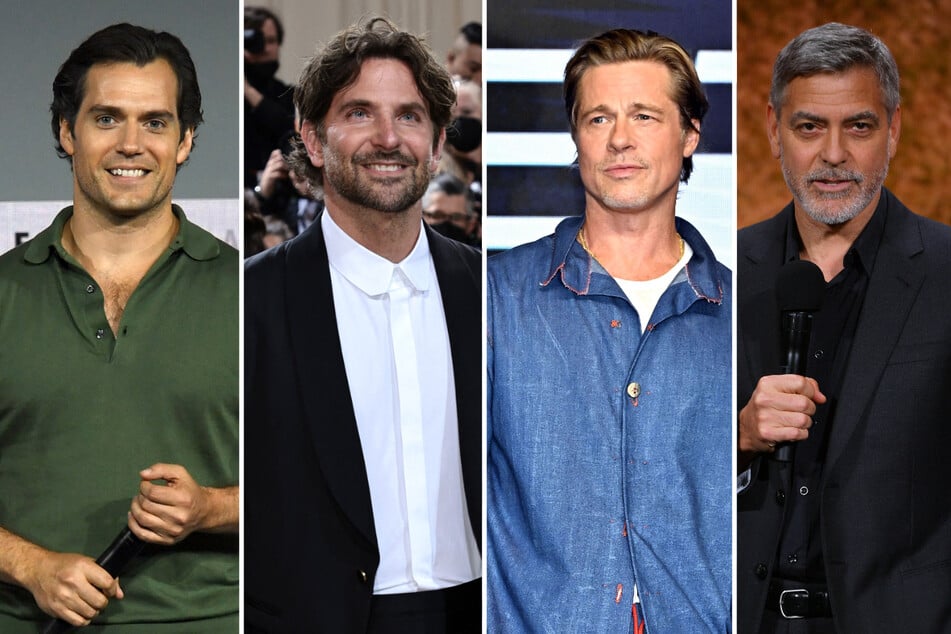 Neben Henry Cavil (39, v.l.n.r.) und Bradley Cooper (47) sind auch Hollywood-Legenden Brad Pitt (58) und George Clooney (61) unter den Top 10.