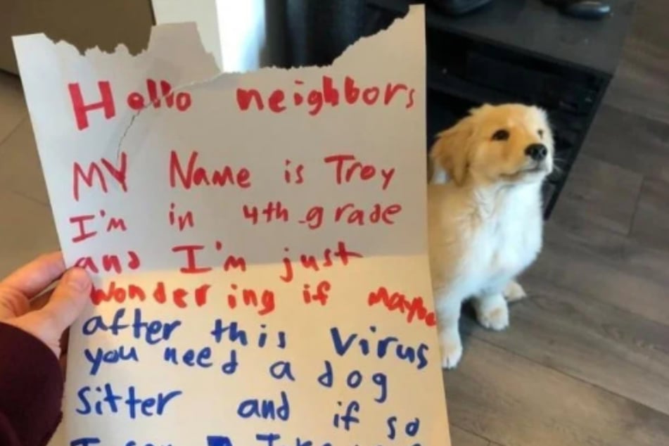 The dog owner posted this note from a young neighbor on Reddit.