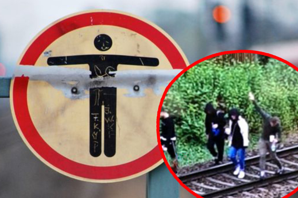 Eine Anwohnerin fotografierte die Jugendlichen auf den Gleisen und stellte den Ausschnitt der Bundespolizei zur Verfügung.