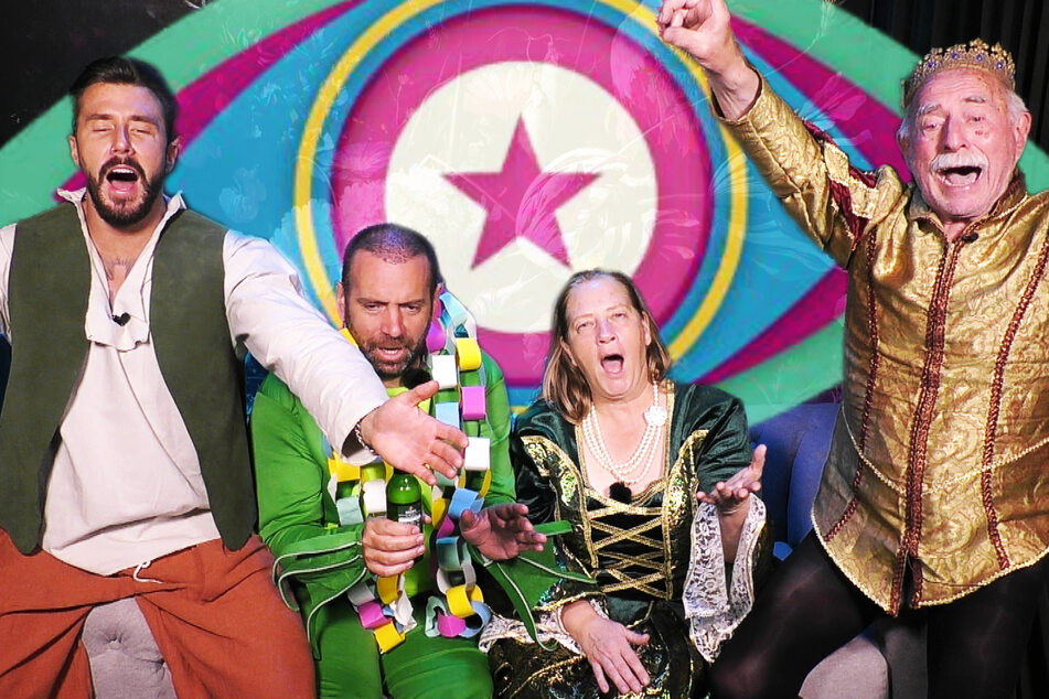Die vier Finalisten in Partylaune (v.l.n.r.): Mischa Meyer (28), Ikke Hüftgold (43), Kathy Kelly (57) und Werner Hansch (82).