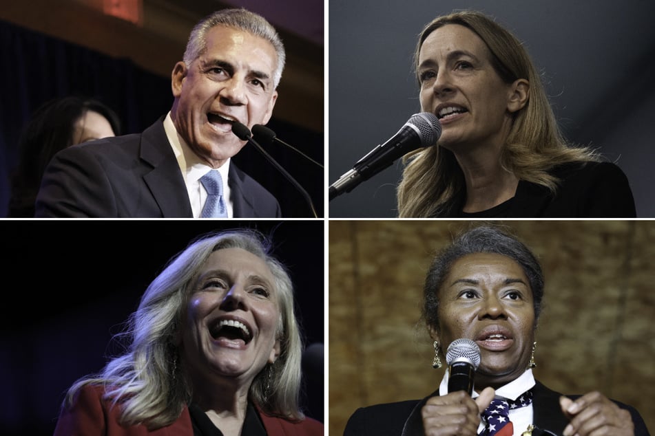 Republican Jack Ciattarelli (top l.) is facing off against Democrat Mikie Sherrill (top r.) for governor in New Jersey, while Democrat Abigail Spanberger (bottom l.) is battling against Republican Winsome Earle-Sears (bottom r.) in Virginia.