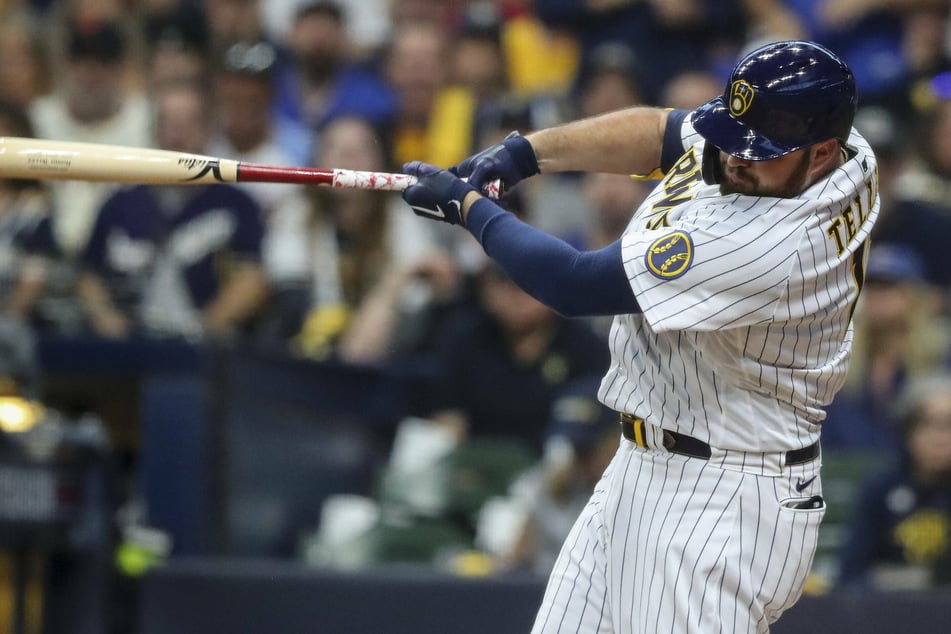 Brewers first baseman Rowdy Tellez hit a two-run home run in Milwaukee's game one win over Atlanta.