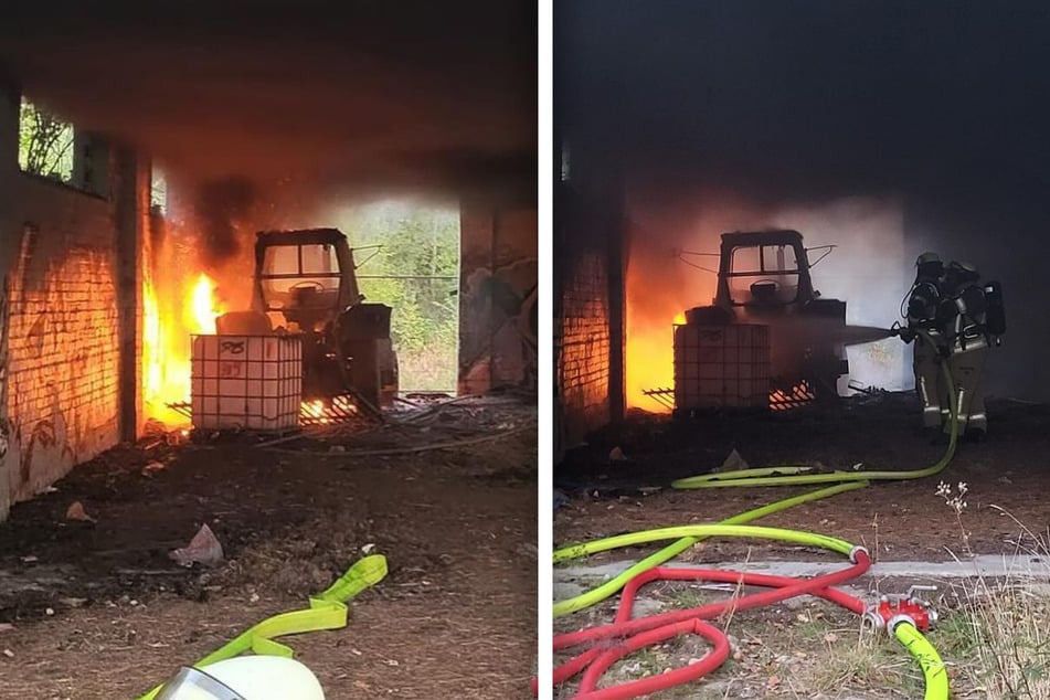 In Cracau brannte am Freitagmorgen ein Traktor.