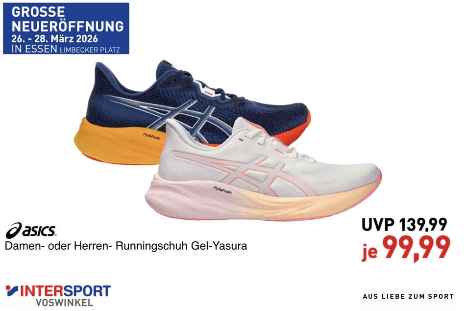 Asics Gel-Yasura
für 99,99 statt 139,99 Euro (Damen oder Herren).