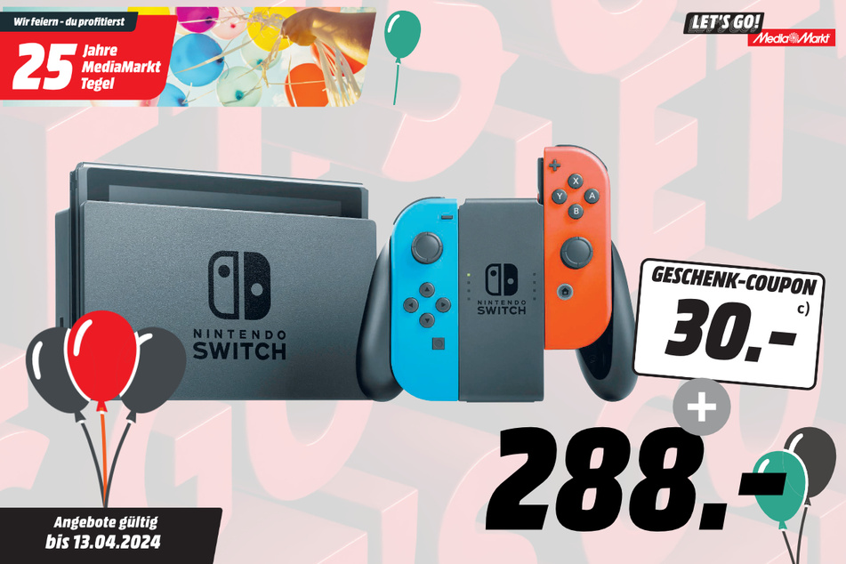 Nintendo Switch für 288 Euro + 30-Euro-Coupon.