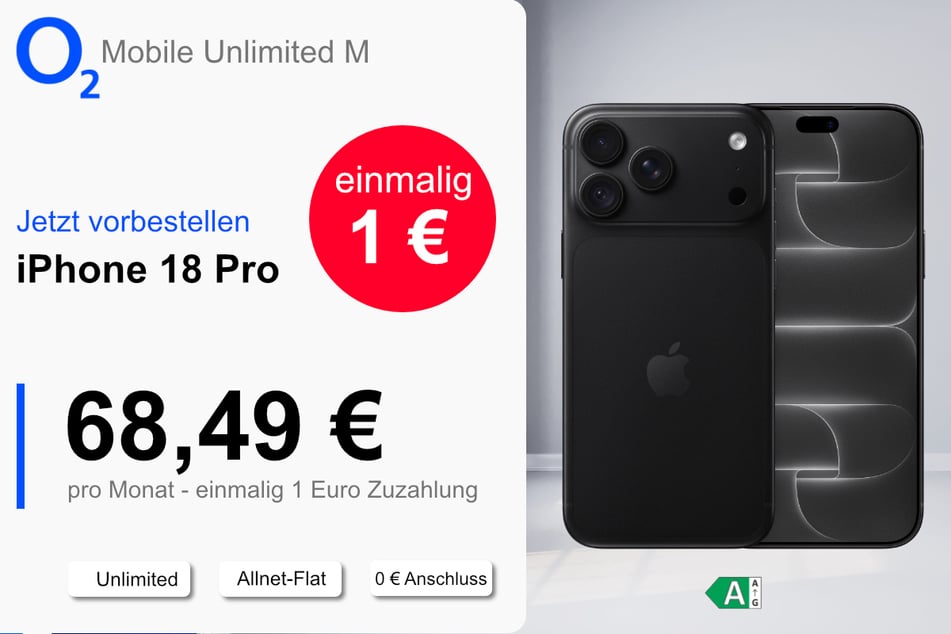 Das brandneue iPhone 18 Pro für einmalig 1 Euro bei o2.