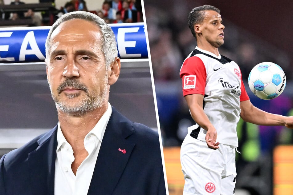 SGE-Kultprofi Timothy Chandler (36, r.) würde sich über ein erneutes Engagement von Adi Hütter (56) als Cheftrainer von Eintracht Frankfurt wohl freuen.