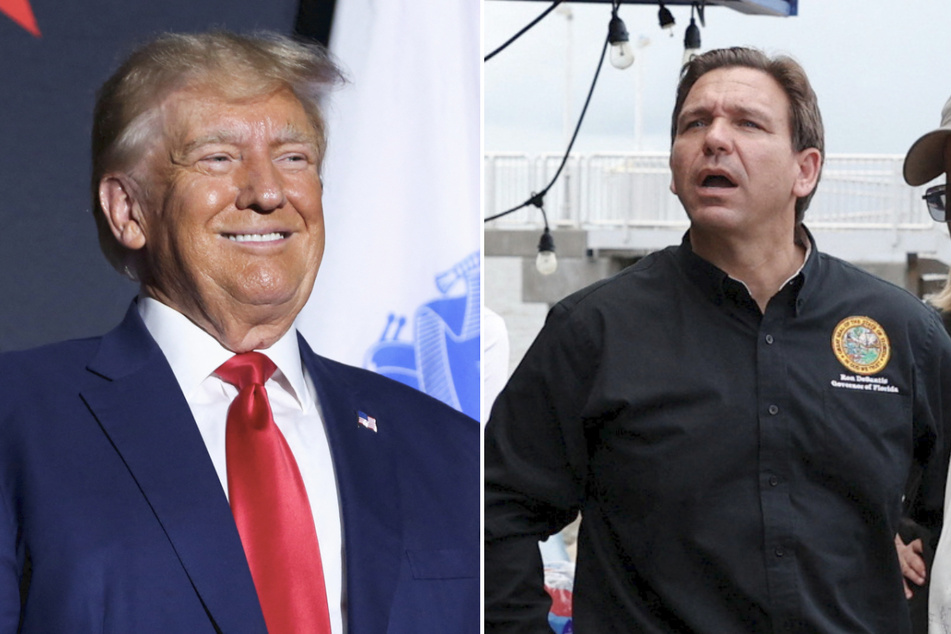 Former President Donald Trump (l.) increased his GOP primary lead over Florida Governor Ron DeSantis to a whopping 52% to 18%.