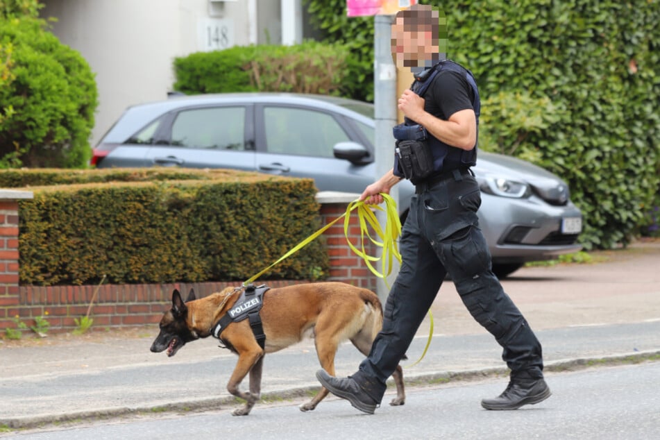 Die Beamten rückten mit Suchhunden an.