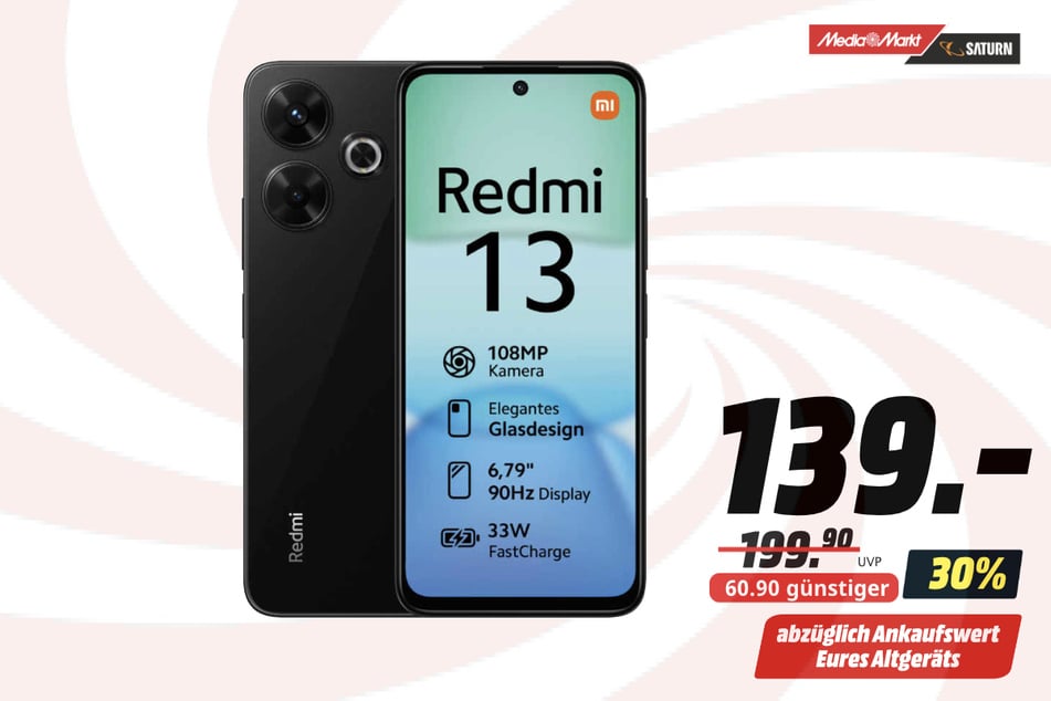 Xiaomi Redmi 13 für 139 statt 199,90 Euro.