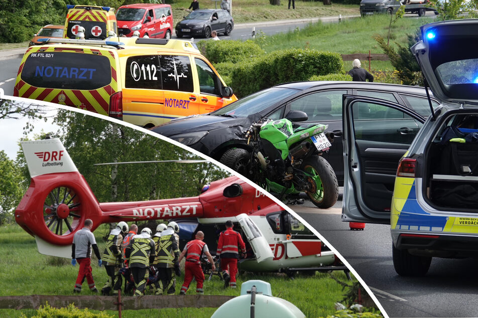 Beim Abbiegen übersehen: Motorrad kracht in Opel - Biker (36) schwer verletzt
