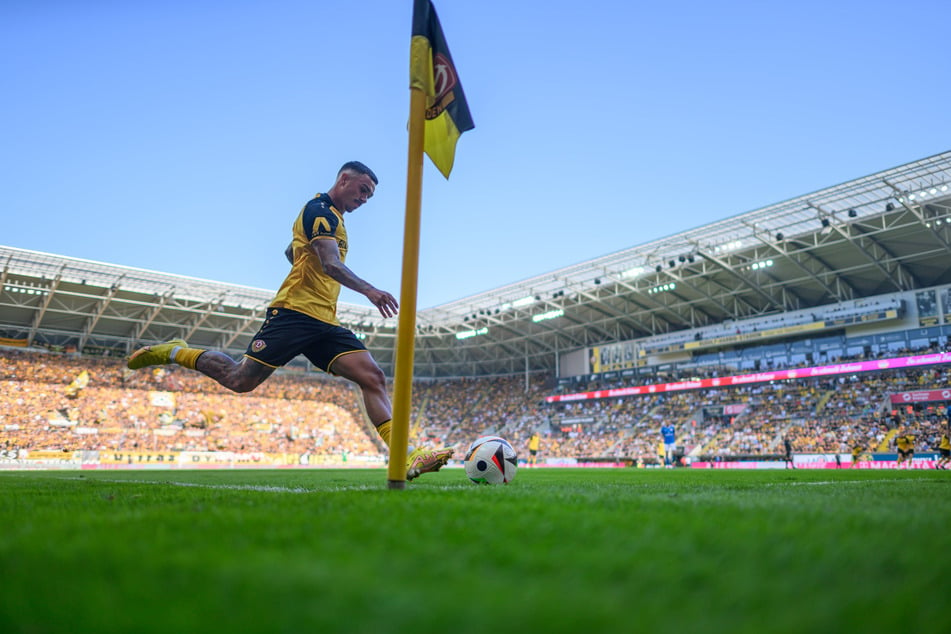 Oliver Batista Meier im Heimspiel gegen Rostock. Längst ist der 23-Jährige in Dresden angekommen, gehört bisher zu den Auffälligsten in Schwarz-Gelb.