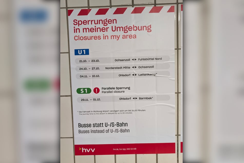 An den Haltestellen weist die Hochbahn bereits auf die anstehende Mega-Sperrung hin.