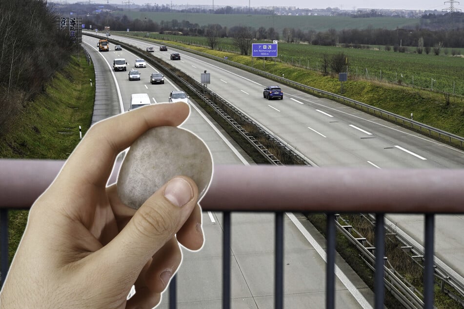 Von dieser Brücke krachte ein Stein in einen Transporter.