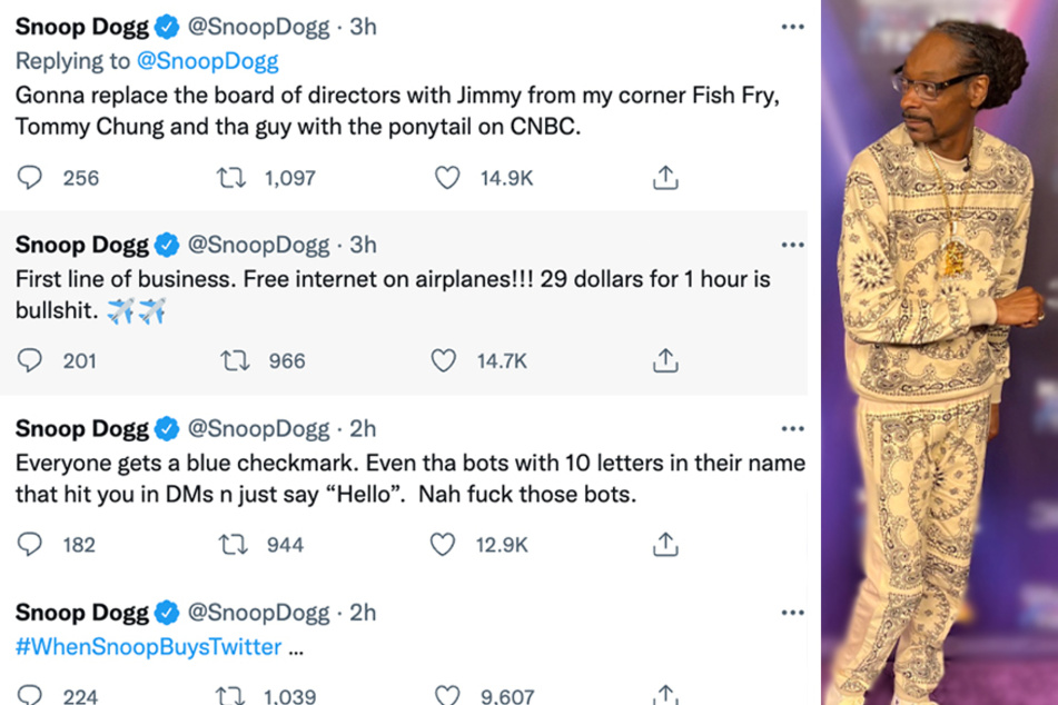 Snoop Dogg sarcastically listed off several changes he would make should he ever buy Twitter.