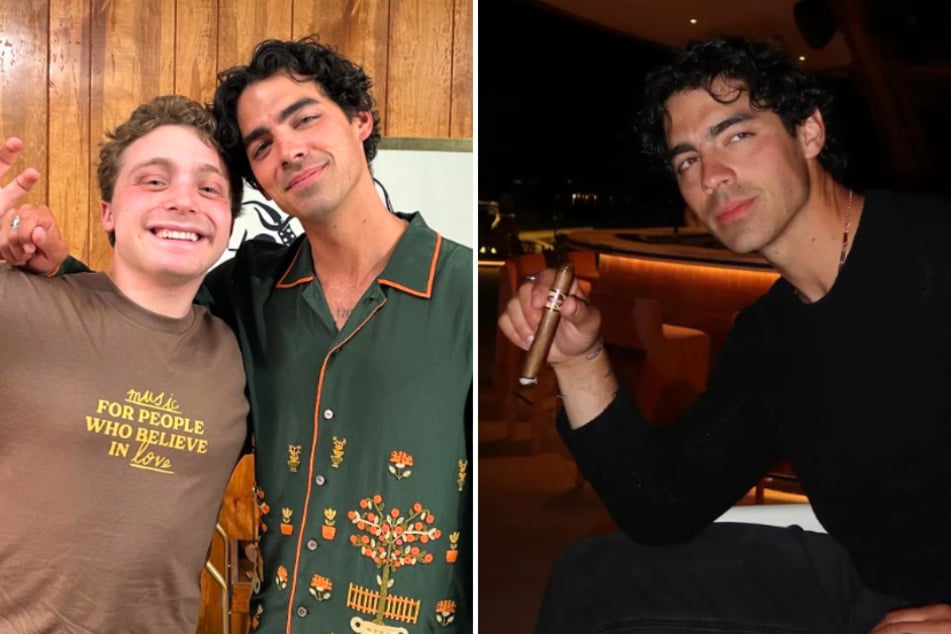 Singer Joe Jonas (r.) revealed that he got his brothers' blessing before starting a new solo album in a new podcast with TikToker Jake Shane (l.)