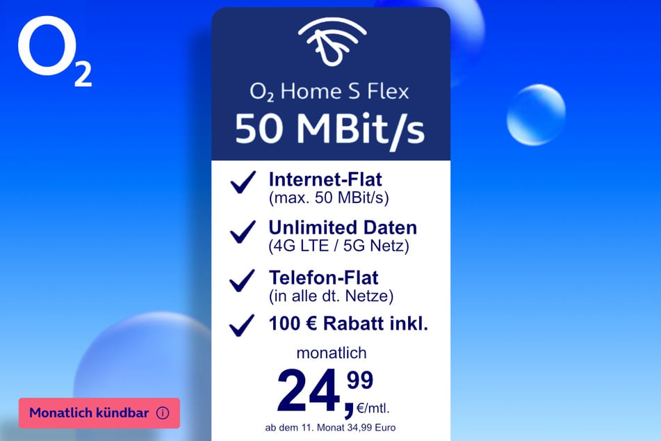 Der o2-Homespot S Flex für 24,99 Euro pro Monat.