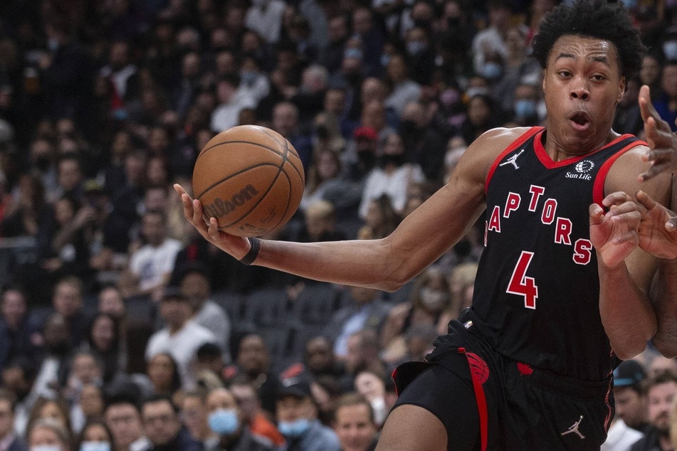 Raptors forward Scottie Barnes scored a game-high 28 points against the Nets on Monday night.
