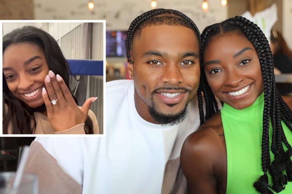 Simone Biles (r.) and Jonathan Owens (c.) announced their engagement on Tuesday morning.
