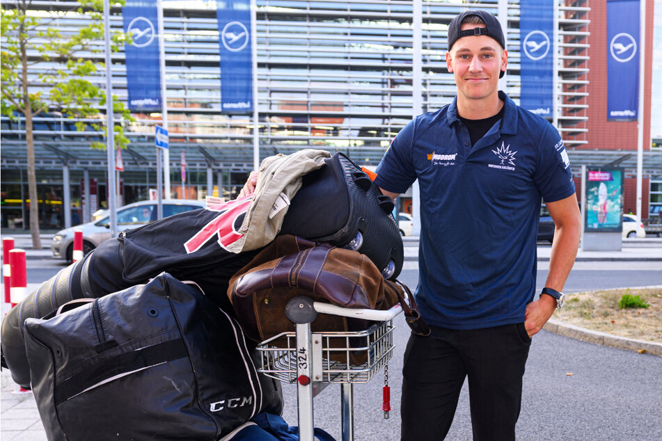 David Rundqvist (29) landete am gestrigen Dienstag mit viel Gepäck auf dem Dresdner Flughafen.