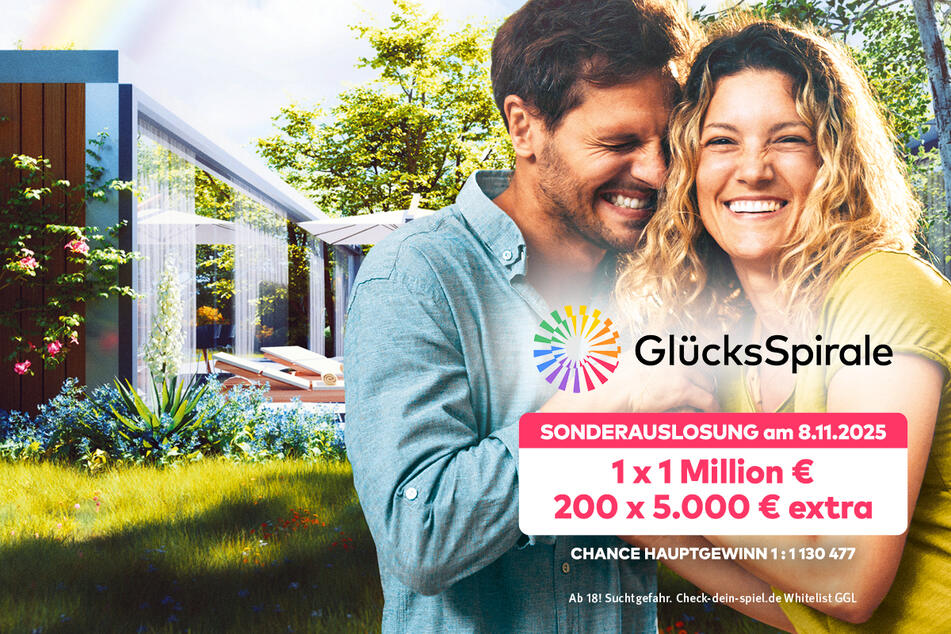Wer bei der GlücksSpirale am Samstag (8.11.) teilnimmt, hat die Chance auf 1x eine Million Euro und 200x 5.000 Euro extra – ohne Mehrkosten.
