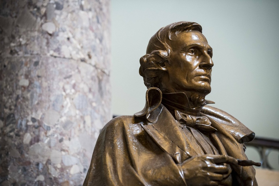 A statue of Confederate president Jefferson Davis stands in Statuary Hall in the US Capitol.