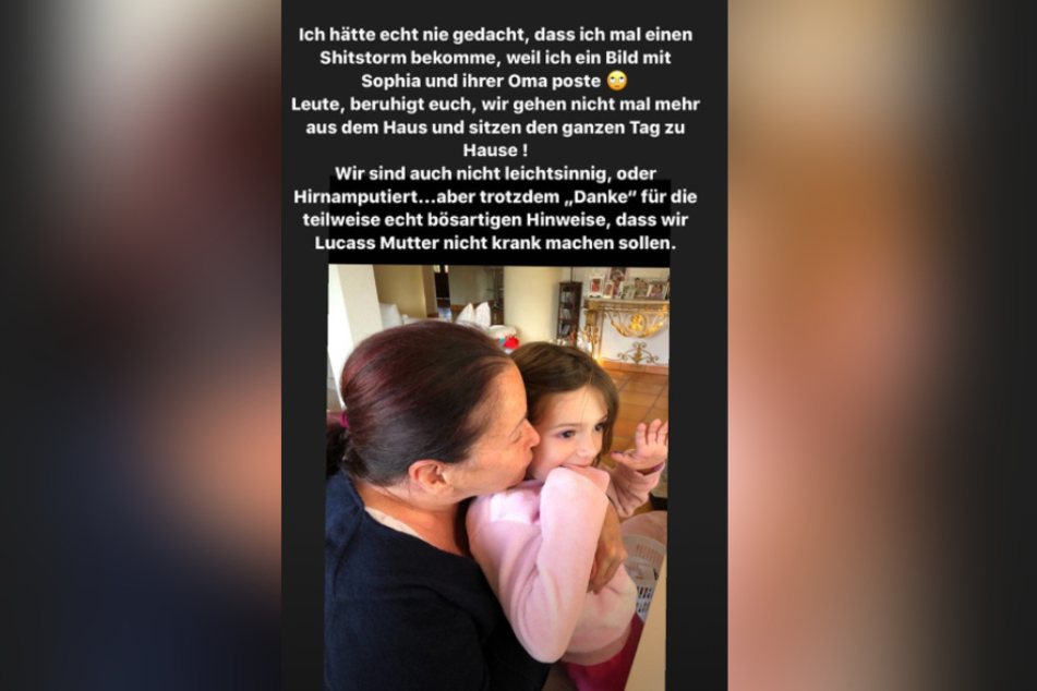 Katzenberger musste aufgrund des Coronavirus einen Shitstorm hinnehmen, als Fans sich über ein Bild echauffierten, das Töchterchen Sophia mit ihrer Oma beim Kuscheln zeigt. (Fotomontage)