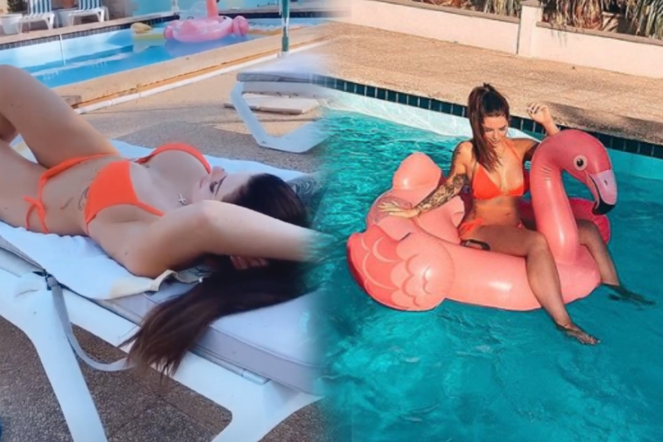 Jenny Frankhauser sexy im Pool, doch die Fans interessiert besonders ein Detail