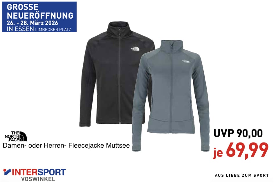 The North Face Muttsee für 69,99 statt 90 Euro (Damen oder Herren).