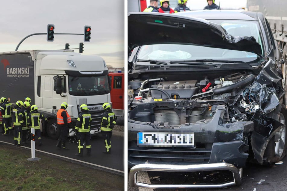 Crash auf Bundesstraße: Mann bei Unfall mit Auto und Lkw verletzt