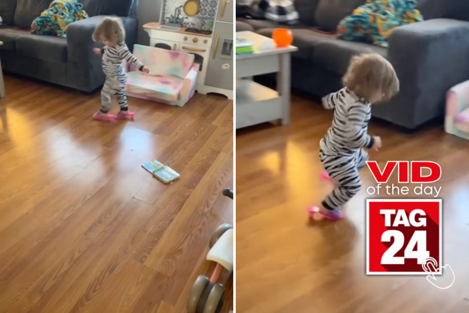 viral videos: Viral Video of the Day for October 14, 2023: Little girl's first attempt at big girl heels goes awry
