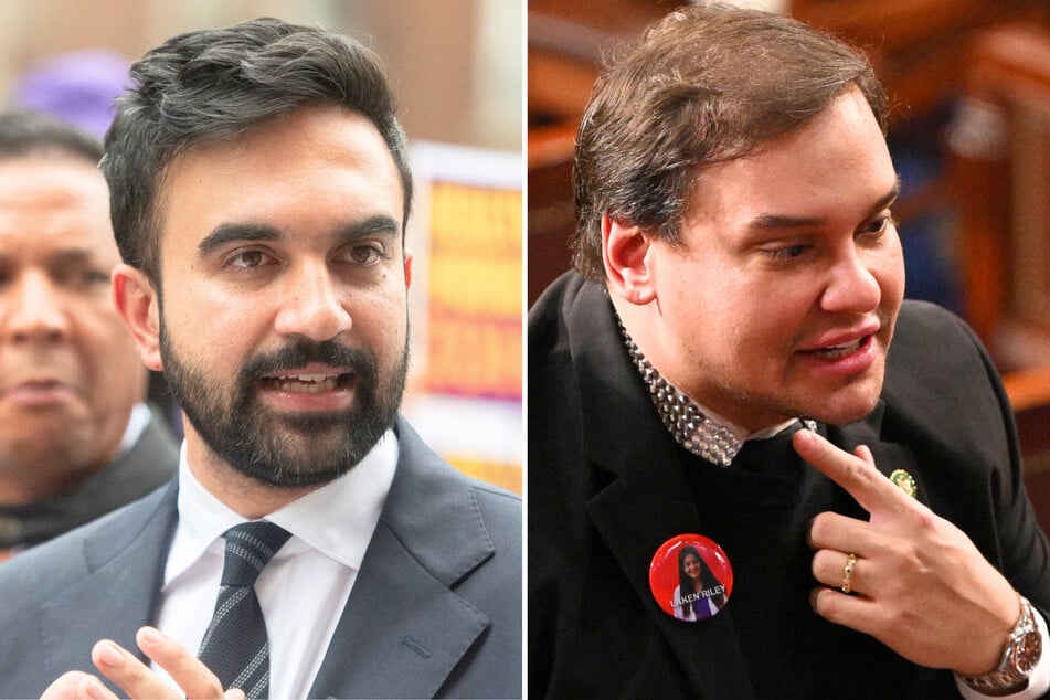 In a recent social media post, George Santos (r.) revealed he is moving out of New York City as Zohran Mamdani is expected to win the race for mayor.