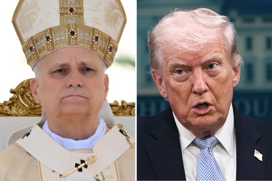 Pope Leo (l.) condemned President Trump's shocking threats against Iran on Tuesday.