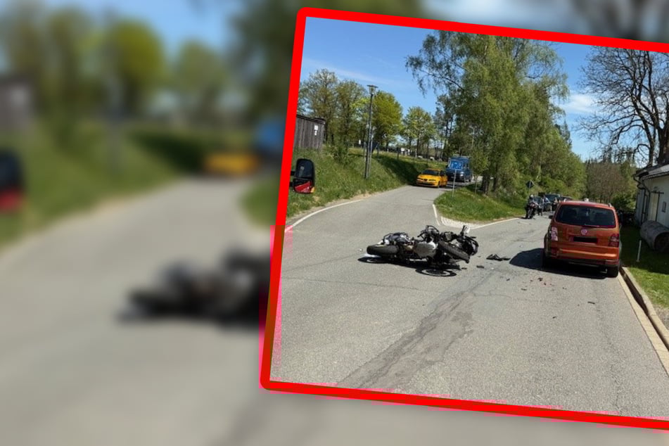 Heftiger Unfall im Harz: Motorrad kracht in VW, Biker schwer verletzt