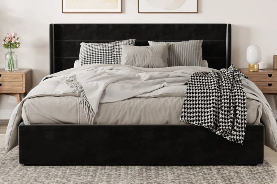 This premium upholstered bed just dropped from $729 to just $273.99!