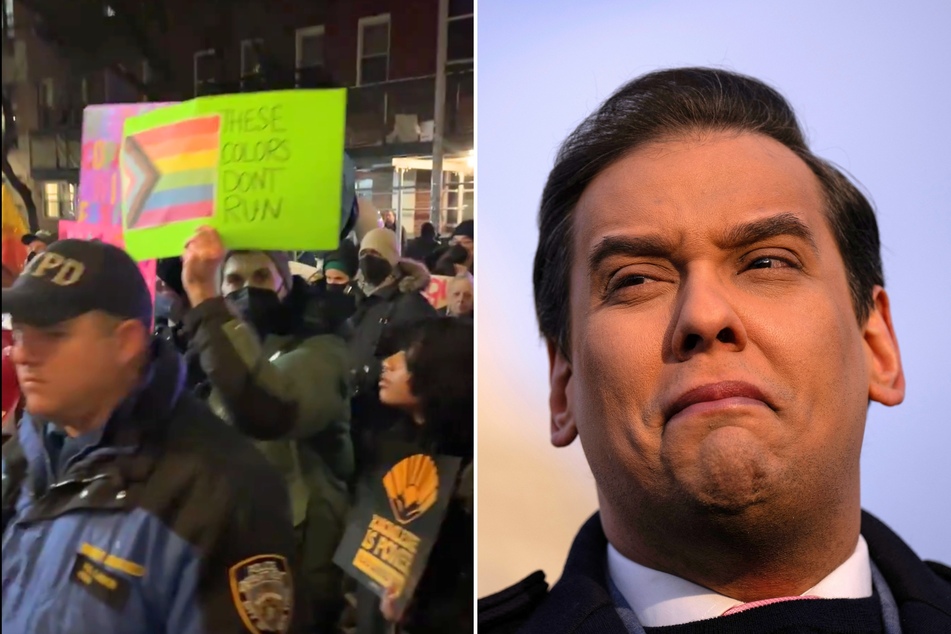 George Santos-headlined Moms for Liberty event in NYC gets crashed by protesters: "Love, not hate!"
