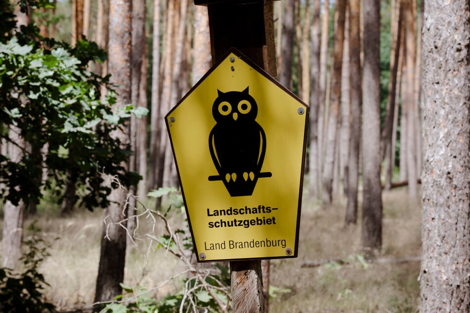 Ein Schild das auf ein Landschaftsschutzgebiet hinweist.