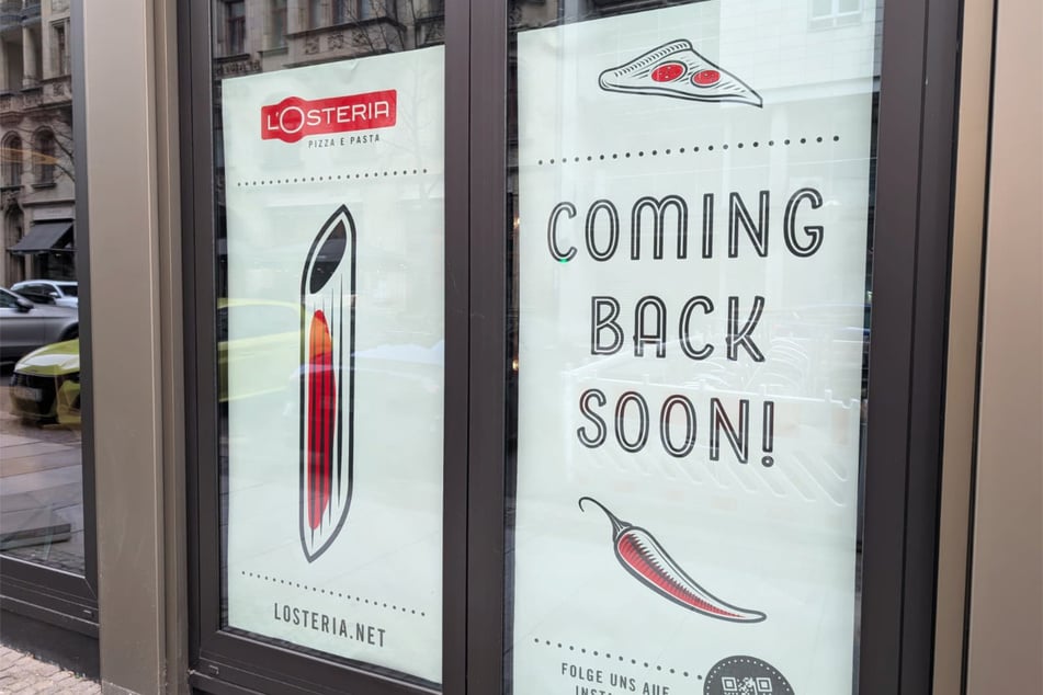 Mit "Coming back soon" kündigt die L'Osteria an, dass die Filiale erhalten bleiben wird.